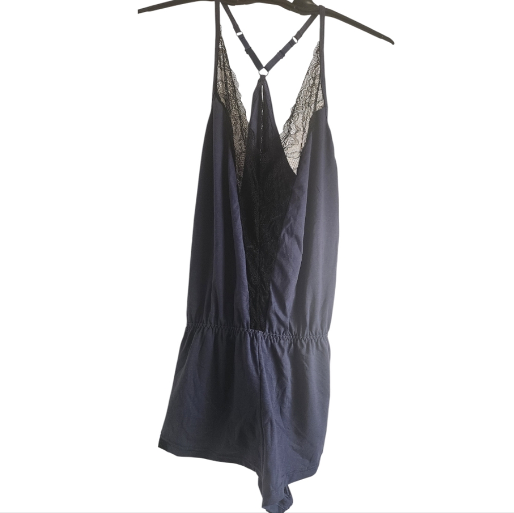 NwT Oh La La Cheri‎ Black Lace Sleep Romper size M